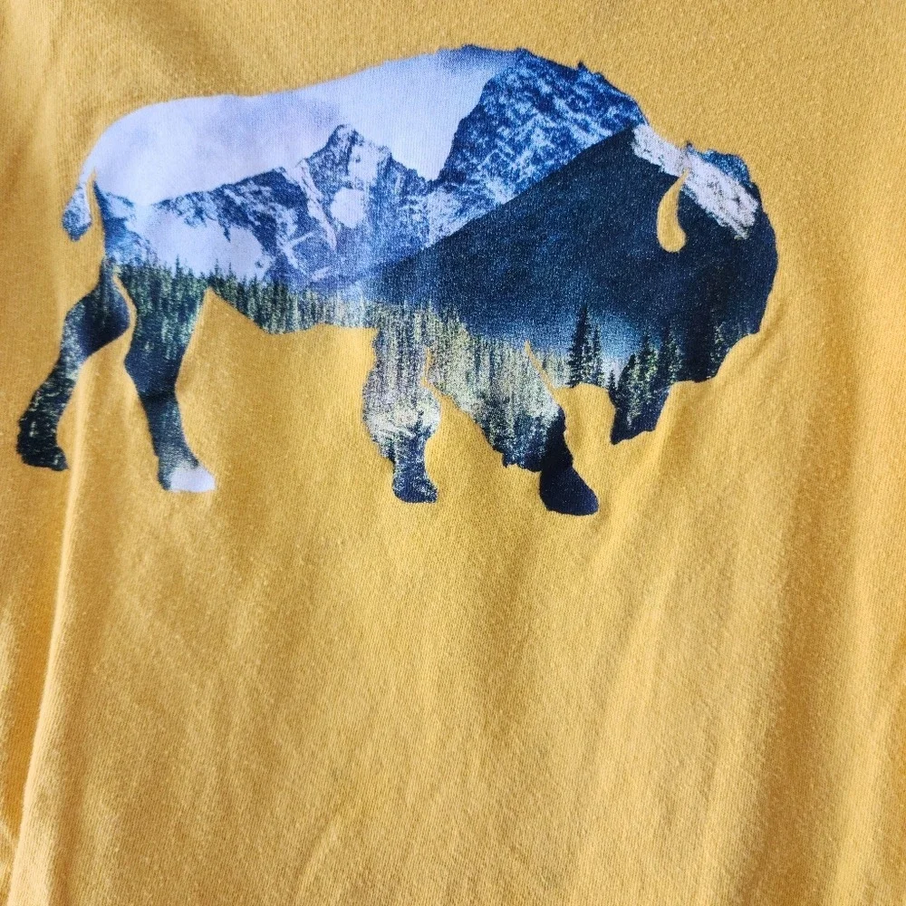 Kid's 3t Old Navy‎ Graphic T-Shirt Buffalo Landscape Print Long Sleeve Top Fall